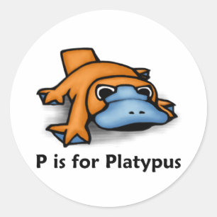 P is voor vogelbekdier ronde sticker