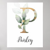 P Letter Monogram Groene Muurdecoratie voor Babyka Poster (Voorkant)