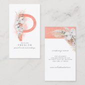 P Letter Monogram White Orchids and Pampas Grass Visitekaartje (Voorkant / Achterkant)