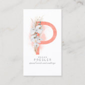 P Letter Monogram White Orchids and Pampas Grass Visitekaartje (Voorkant)