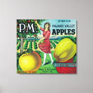 P.M. Apple Crate LabelWatsonville, CA Canvas Afdruk