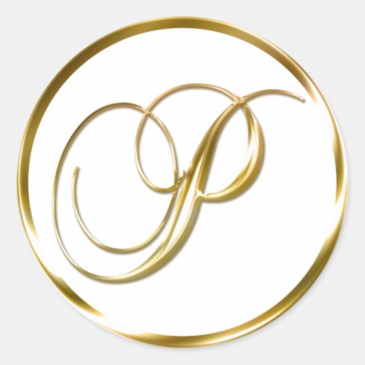 P monogram Faux Gold Envelope of Favor Seal Ronde Sticker (Voorkant)
