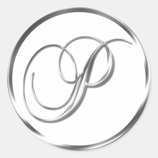 P Monogram Faux Silver Envelope of Favor Seal Ronde Sticker (Voorkant)