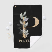 P Monogram Floral Aangepast Golfhanddoek (Insitu)