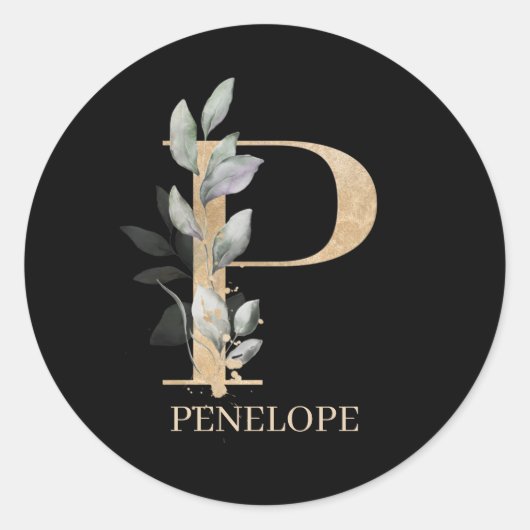 P Monogram Floral Aangepast Ronde Sticker (Voorkant)