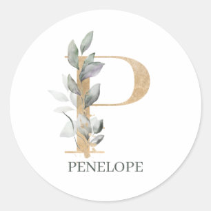 P Monogram Floral Aangepast Ronde Sticker