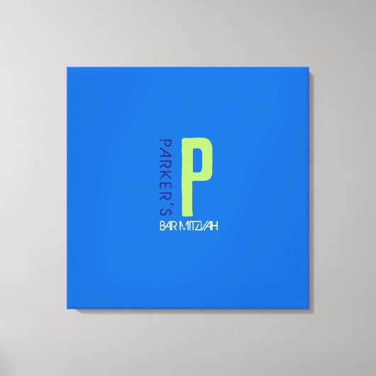 P Monogram Initiaal Bar Bat Mitzvah Inlogbord Canvas Afdruk (Voorkant)