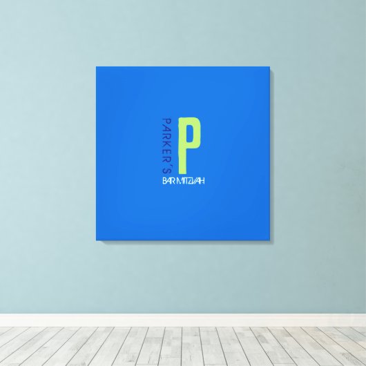 P Monogram Initiaal Bar Bat Mitzvah Inlogbord Canvas Afdruk (Insitu (Houten vloer))