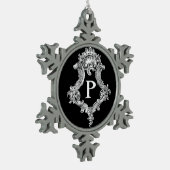 P Monogram Initiaal Tin Sneeuwvlok Ornament (Links)