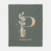 P Monogramme Floral Couverture en polaire personna (Devant)