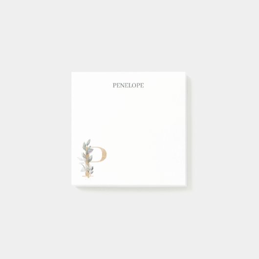P Monogramme Floral Notes post-it personnalisées (Devant)