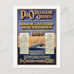 P&O Pleasure cruises - Vintage Travel Poster Briefkaart