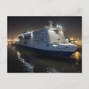 P&O Pride of Hull-veerboot 's nachts Briefkaart