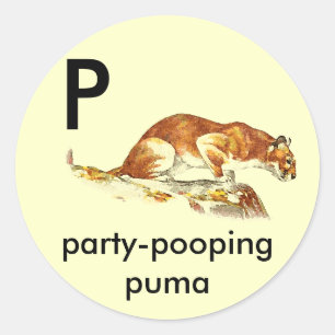 P - partijpooping puma ronde sticker