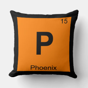 P - Phoenix City Chemie Periodiek Systeem Symbool Kussen