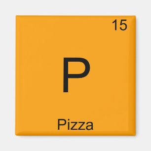 P - Pizza Grappig Chemie Element Symbool T-Shirt Magneet
