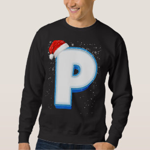 P Snowy Capital Kerstmonogram Alphabet Letter Trui