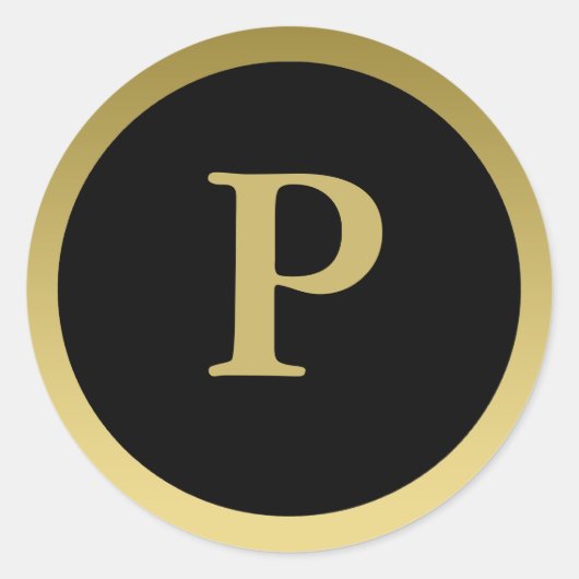 P :: Stickers Monogram P Elegant Gold et Black (Devant)