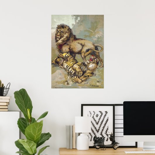 P. T. Barnum Lion en Tiger Print (Thuiskantoor)