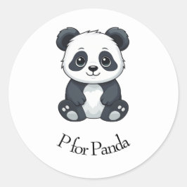P voor Panda Ronde Sticker