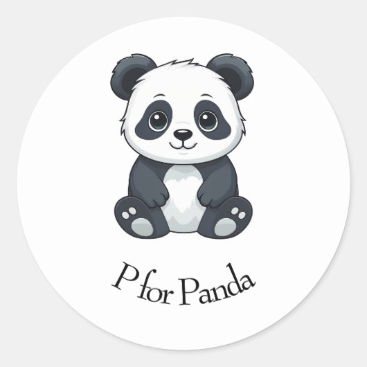 P voor Panda Ronde Sticker (Voorkant)