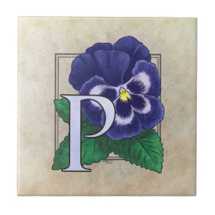 P voor Pansy Bloem Monogram Tegeltje