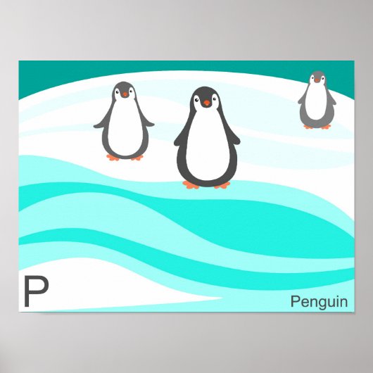 P voor pinguïn-Poster Poster (Voorkant)