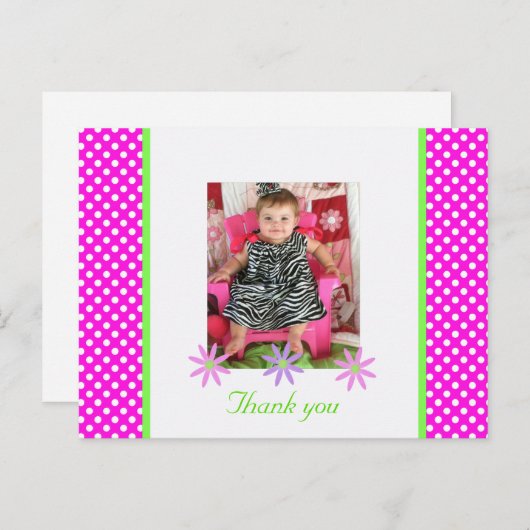 P & W Polka-stippen: Afbeelding: Dank u Briefkaart (Voorkant / Achterkant)