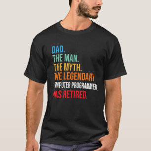 Pa, de legendarische computerprogrammeur is met pe t-shirt