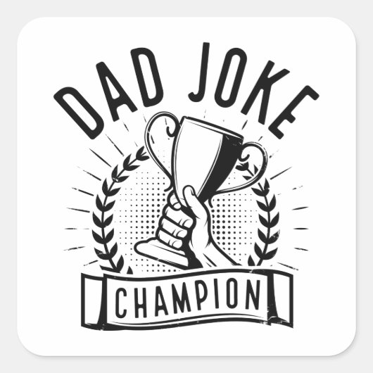 Pa Joke Champion Vierkante Sticker (Voorkant)
