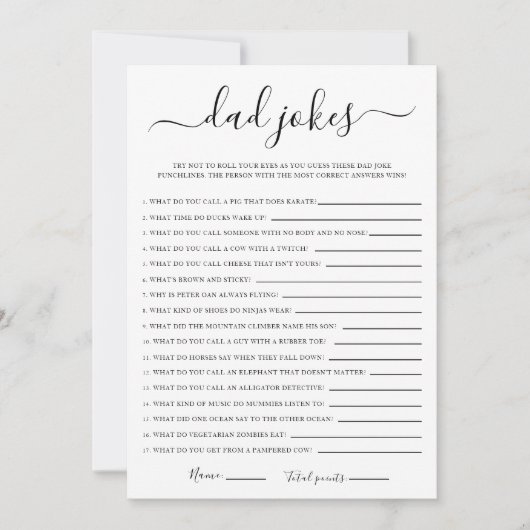 Pa Jokes Baby shower spel Kaart (Voorkant)