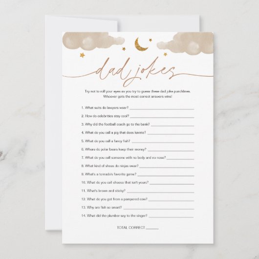 Pa Jokes Twinkle Star Baby shower Game Kaart (Voorkant)
