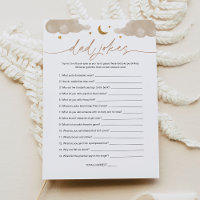 Pa Jokes Twinkle Star Baby shower Game Kaart