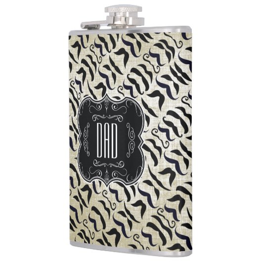 Pa Mustache de heer Hipster  Retro Heupfles (Links)