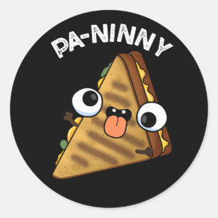 Pa-ninny Funny Panini Pun Dark BG Ronde Sticker