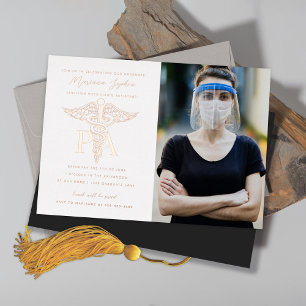 PA Physician's Assistant Afstudeerfoto Rose Folie Uitnodiging