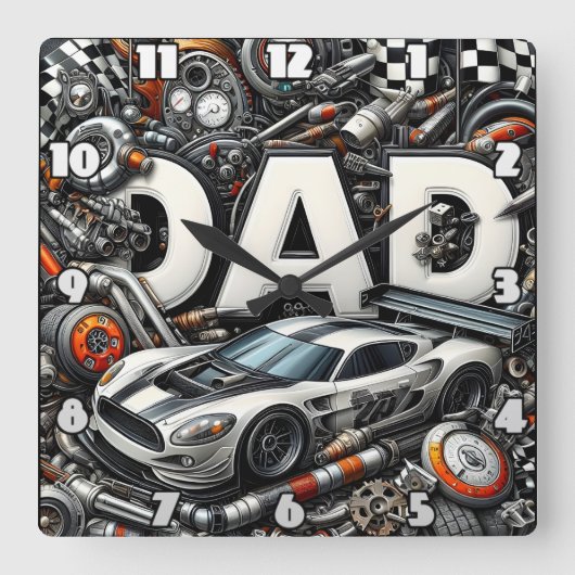 Pa: Racen, Auto's, Mechanic's Dream Vierkante Klok (Voorkant)