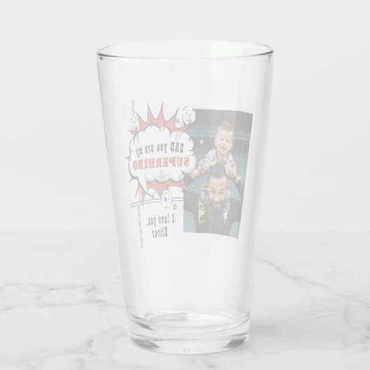 Pa Superhero Comic Speech Cloud Foto Glas (Achterkant)