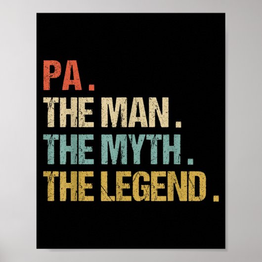 Pa The Man Myth Legend Shirt Funny Father Dad Chri Poster (Voorkant)