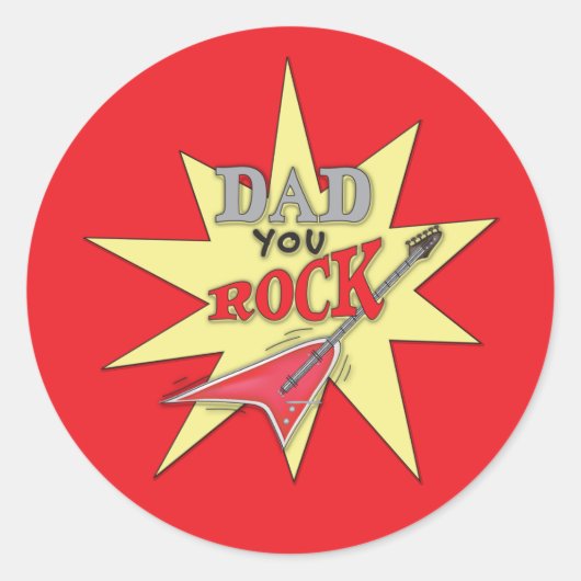 Pa You Rock Ronde Sticker (Voorkant)