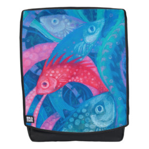 Paaimakerij, vis, onderwaterkunst, blauw, roze, mu rugtassen