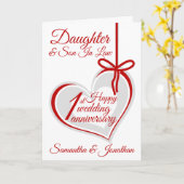 Paar 1e bruiloft Jubileum dochter Kaart (Gele Bloem)