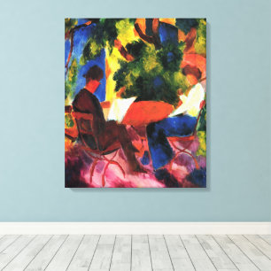 Paar Aan De Tuintafel door August Macke Canvas Afdruk