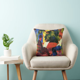 Paar Aan De Tuintafel door August Macke Kussen