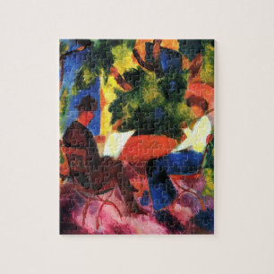 Paar aan de tuintafel tegen augustus Macke Legpuzzel