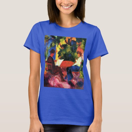Paar aan de tuintafel tegen augustus Macke T-shirt (Voorkant)