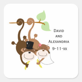 Paar Apen in een boom bruiloft bruidsgunst Vierkante Sticker