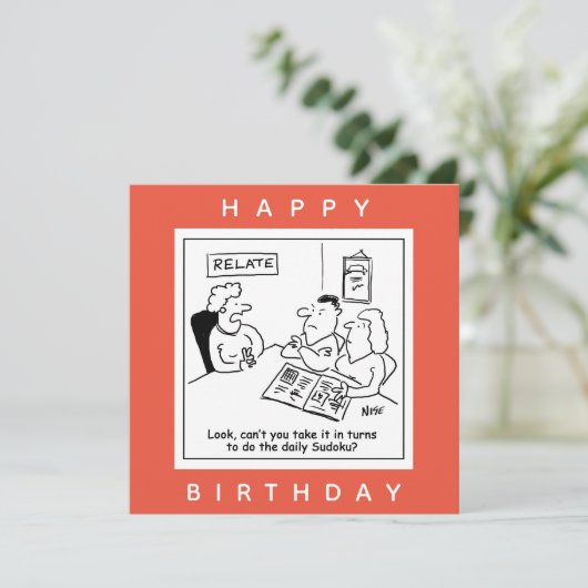 Paar Argue over Sudoku-Cartoon Kaart (Staand voorkant)