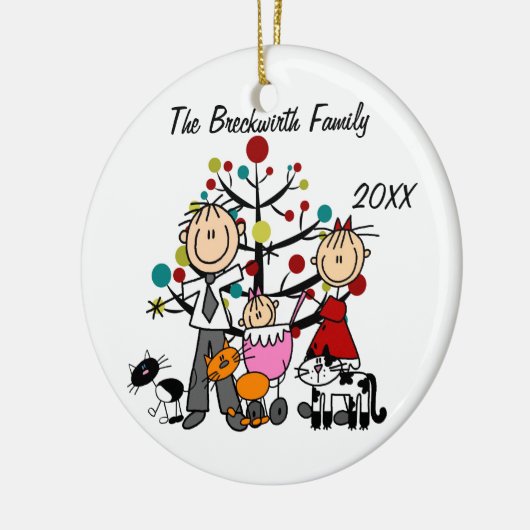 Paar, baby Girl, Drie Kattenfeestdagen Keramisch Ornament (Links)