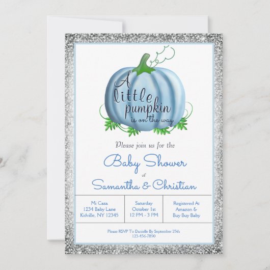 Paar Baby shower Boy Little Pumpkin Herfst  Kaart (Voorkant)